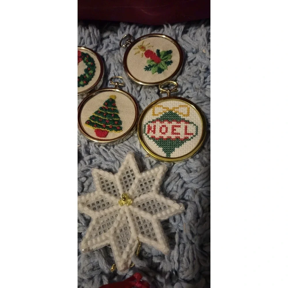 Vintage‎ Style Christmas Ornament Lot – Needlepoint, Crystal, Angels & Faith...